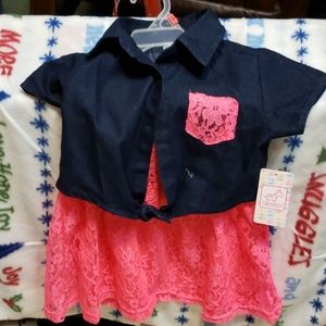 Pink and denim dress